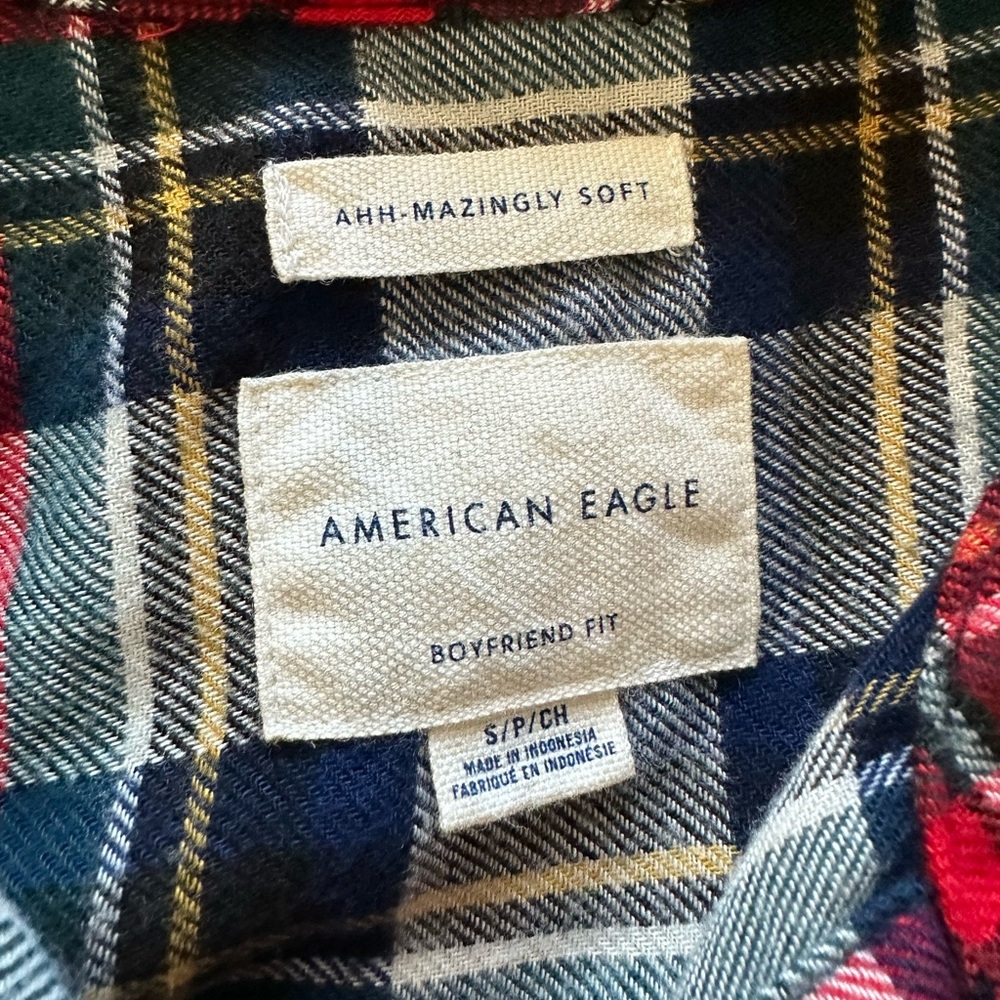 American Eagle | Red Plaid Boyfriend Flannel Shirt “Ahhmazingly Soft!” | Size - Picture 7 of 8